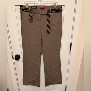 Tommy Hilfiger Pants 10 Brown Blue Check Belted Preppy Trousers Academia NWT